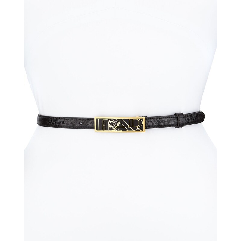 Prada Saffiano Graphic-Logo Thin Belt