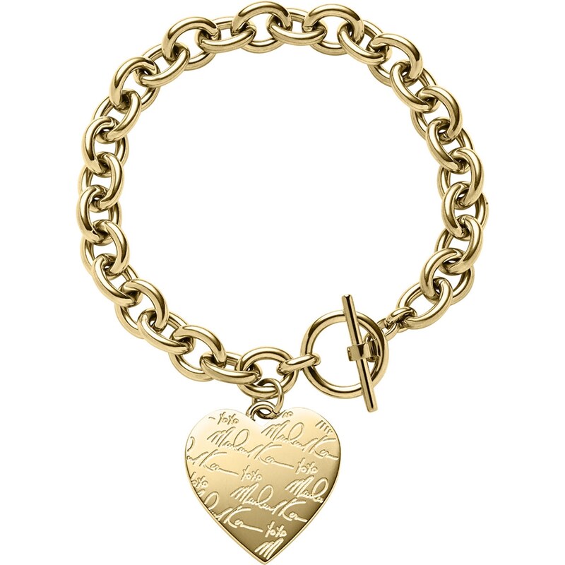 Michael Kors Golden Etched MK Heart Bracelet