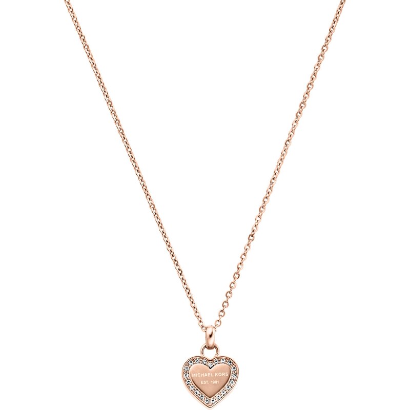 Michael Kors Pave Logo Heart Necklace
