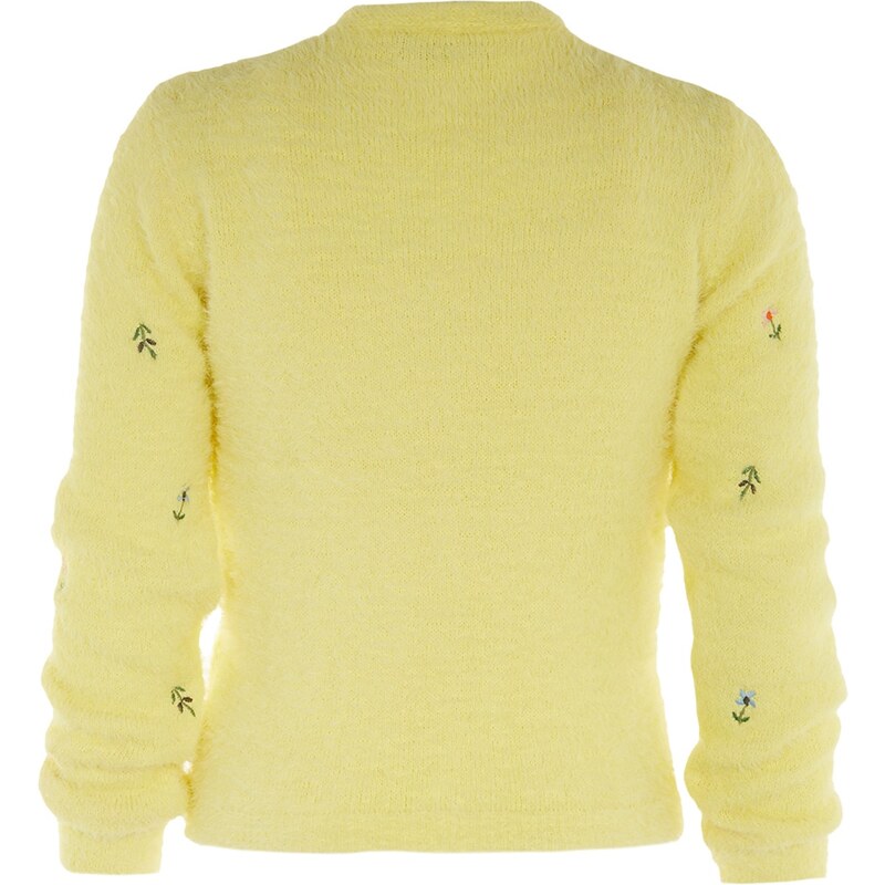Trendyol žlutá halenka s peřím / vousy, svetr z pleteniny oblek
