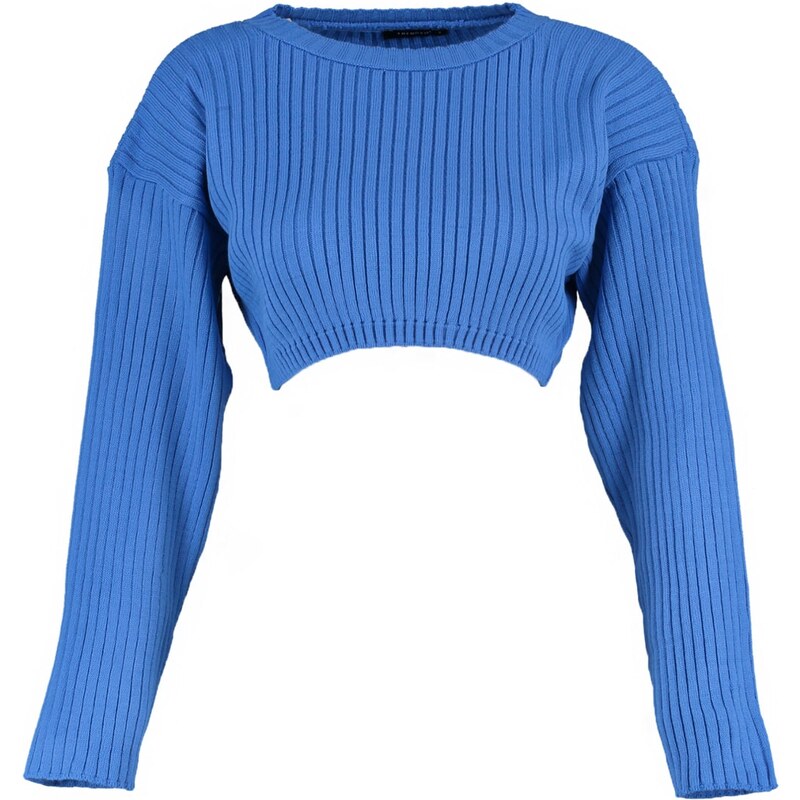 Trendyol Blue Super Crop Základní pletený svetr