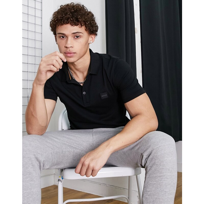 BOSS Orange Passenger polo in black