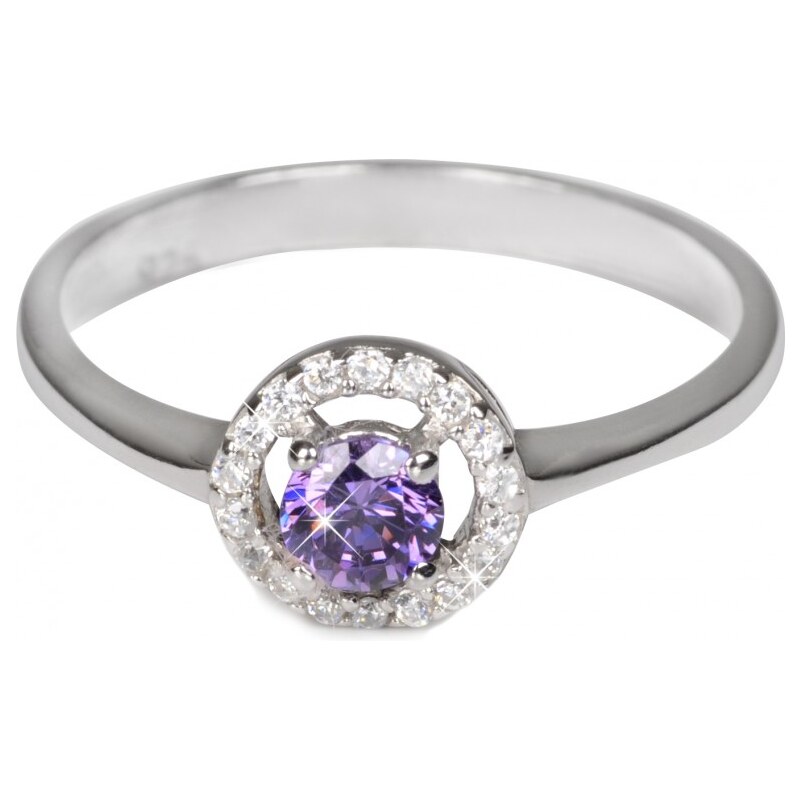 Pattic Stříbrný prsten s fialovým krystalem ITS3325001S1F 53 mm