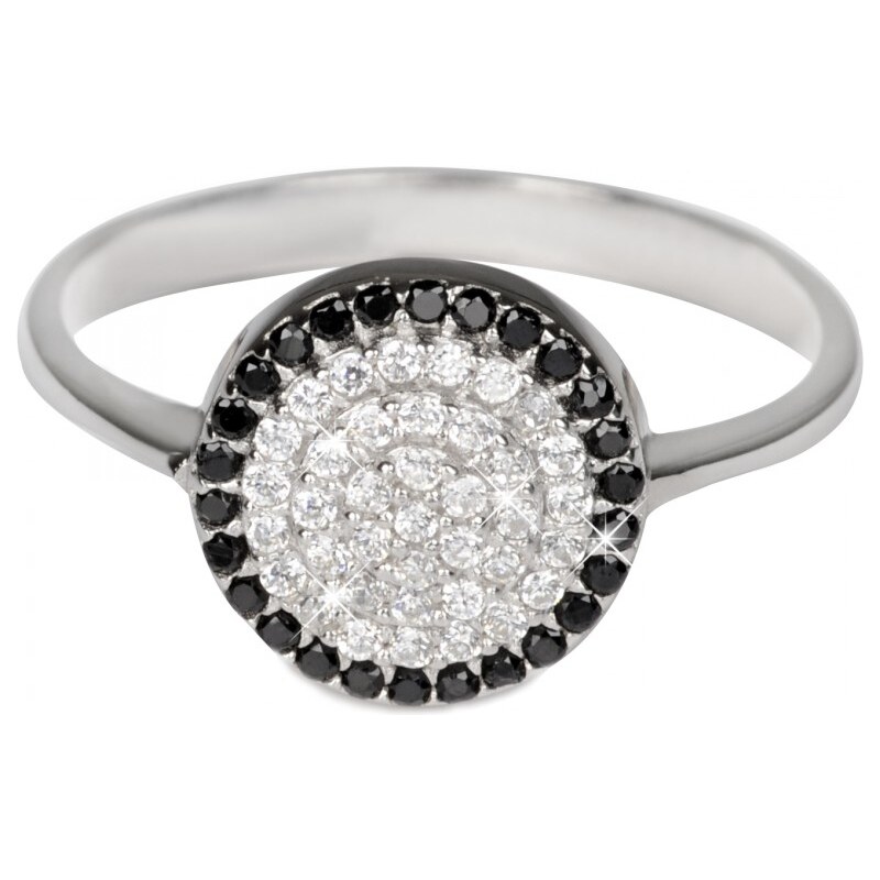 Pattic Stříbrný prsten s čirými a černými krystaly ITS3325001SA 54 mm