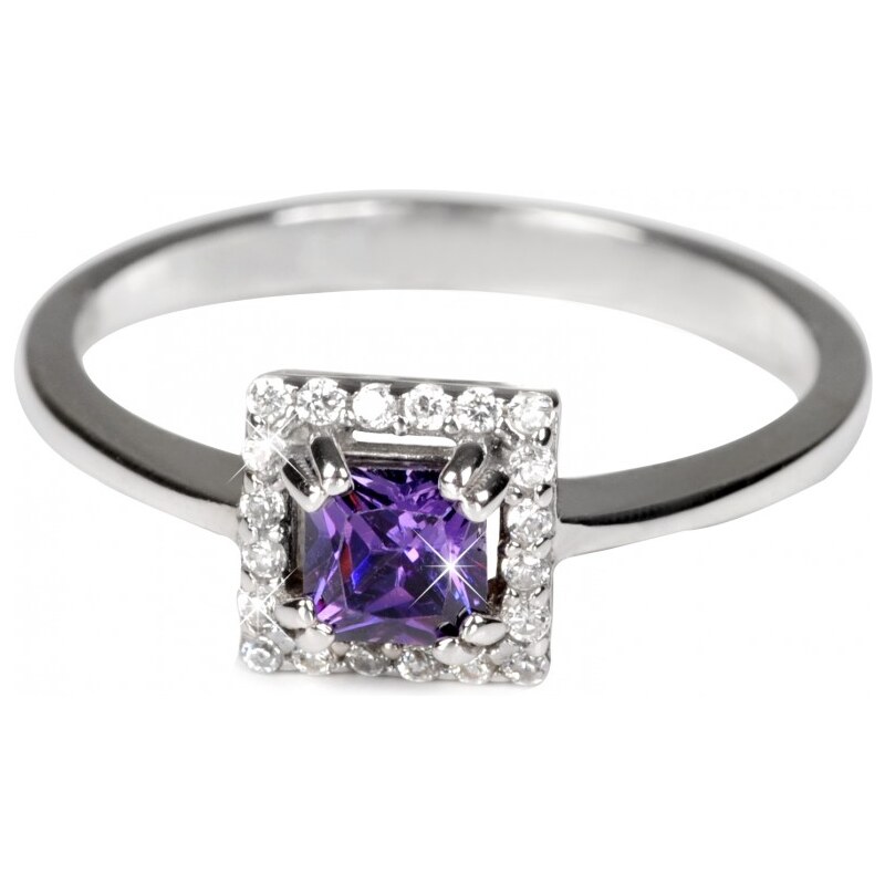 Pattic Stříbrný prsten s fialovým krystalem ITS3320001SF 51 mm AKCE
