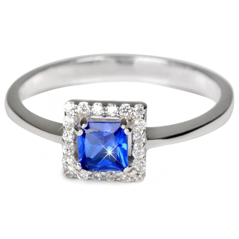 Pattic Stříbrný prsten s modrým krystalem ITS3320001SM 53 mm
