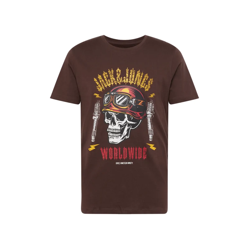 JACK & JONES Tričko Captain čokoládová / žlutá / světle šedá /