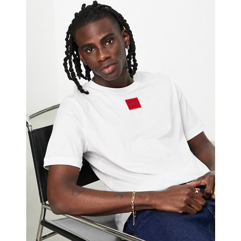 Hugo Red Hugo Diragolino box logo tshirt in white