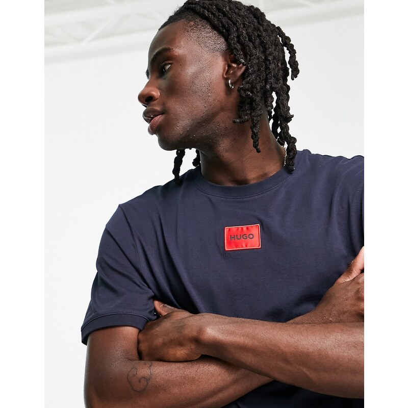 Hugo Red Hugo Diragolino box logo tshirt in navy
