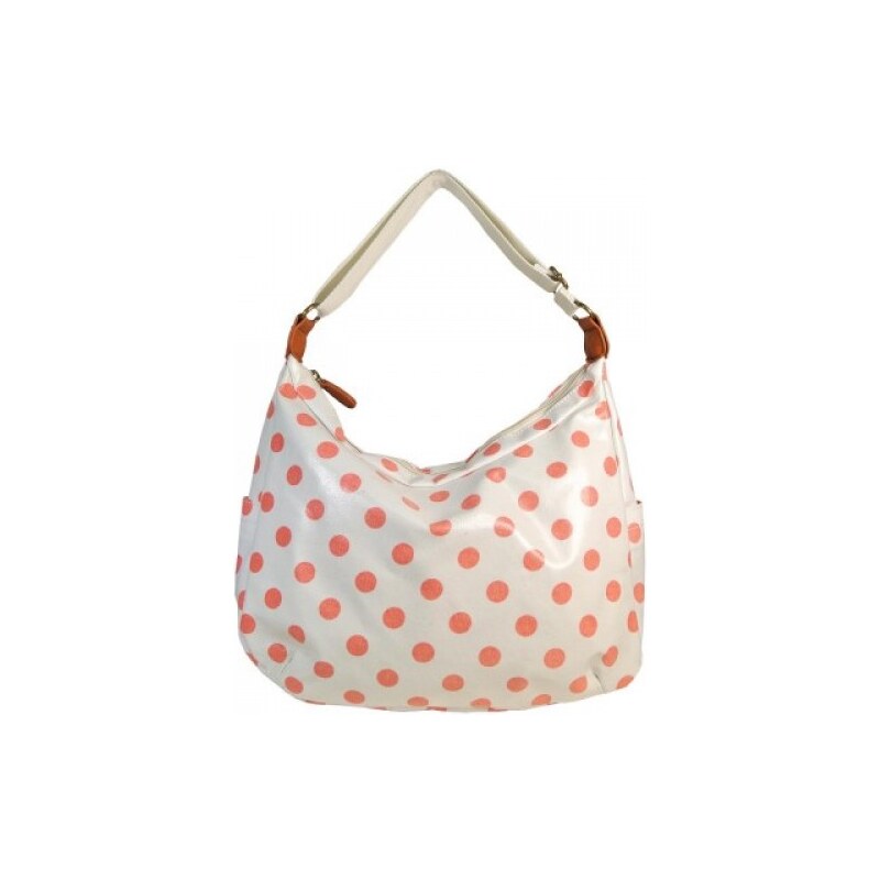 Pink Fashion Krémová kabelka s oranžovým puntíkem