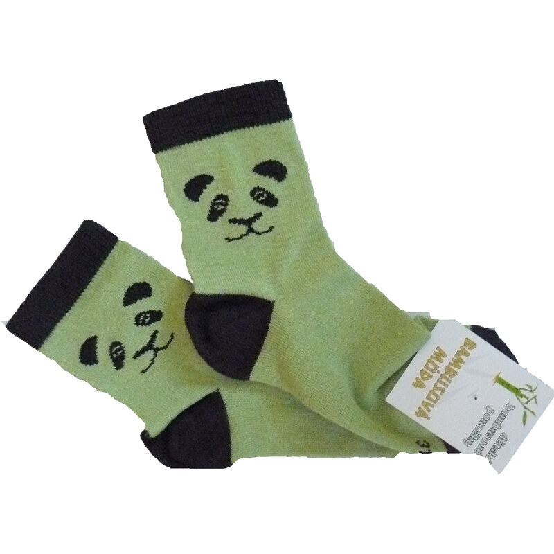 Bambusová móda Dětské bambusové ponožky Panda (zelená)