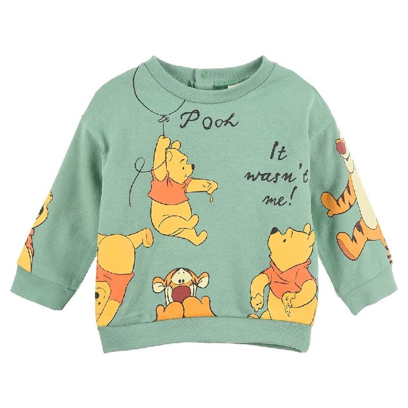 DISNEY SVĚTLE ZELENÁ KOJENECKÁ MIKINA WINNIE THE POOH Mint