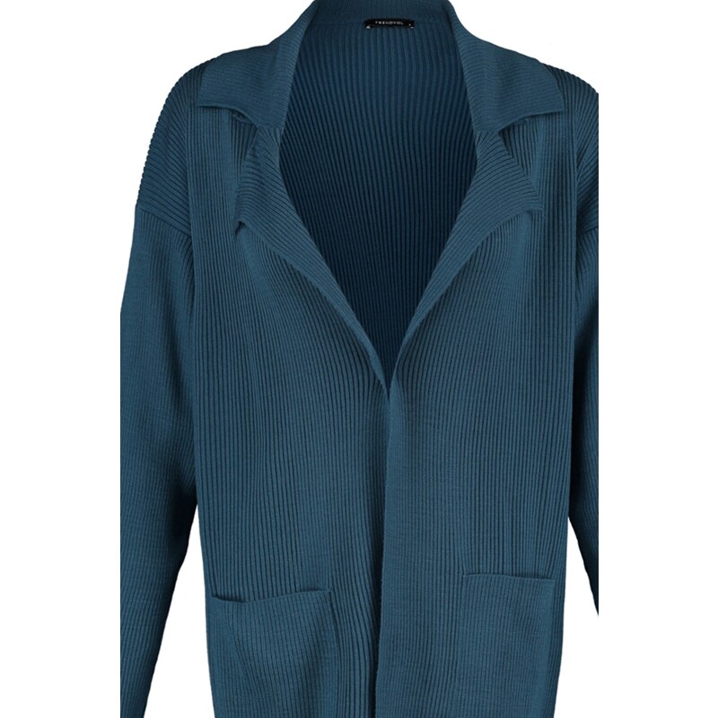 Trendyol Indigo Pocket Detailed Knitwear Cardigan