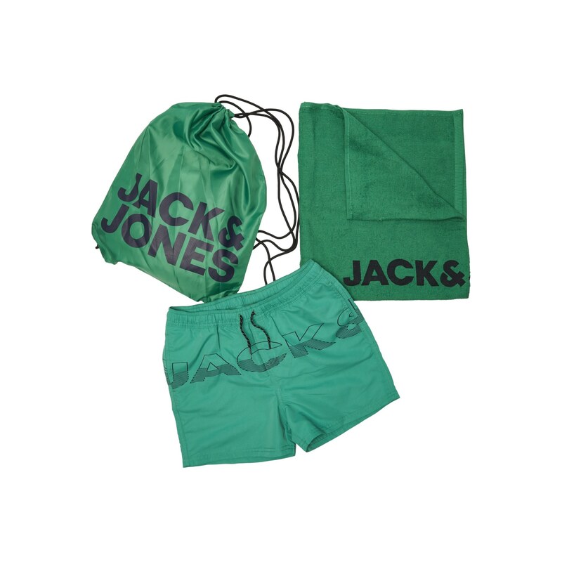 JACK & JONES Plavecké šortky nefritová / trávově zelená / černá