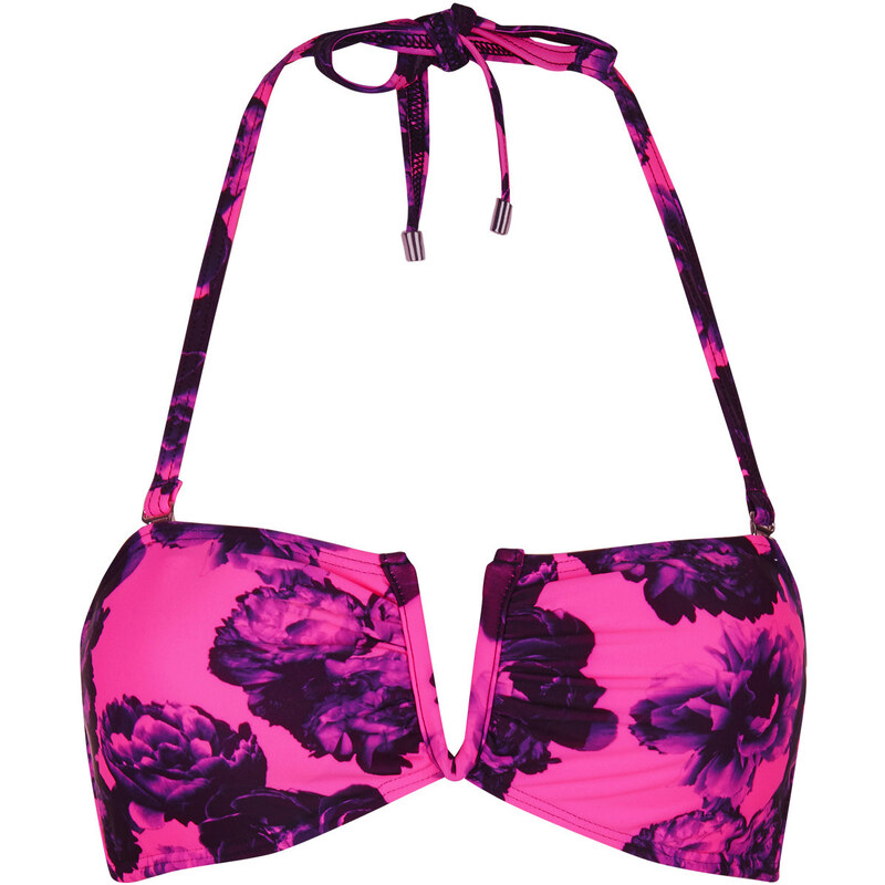 Topshop **Neon Floral Bandeau Bikini Top by Jaded London