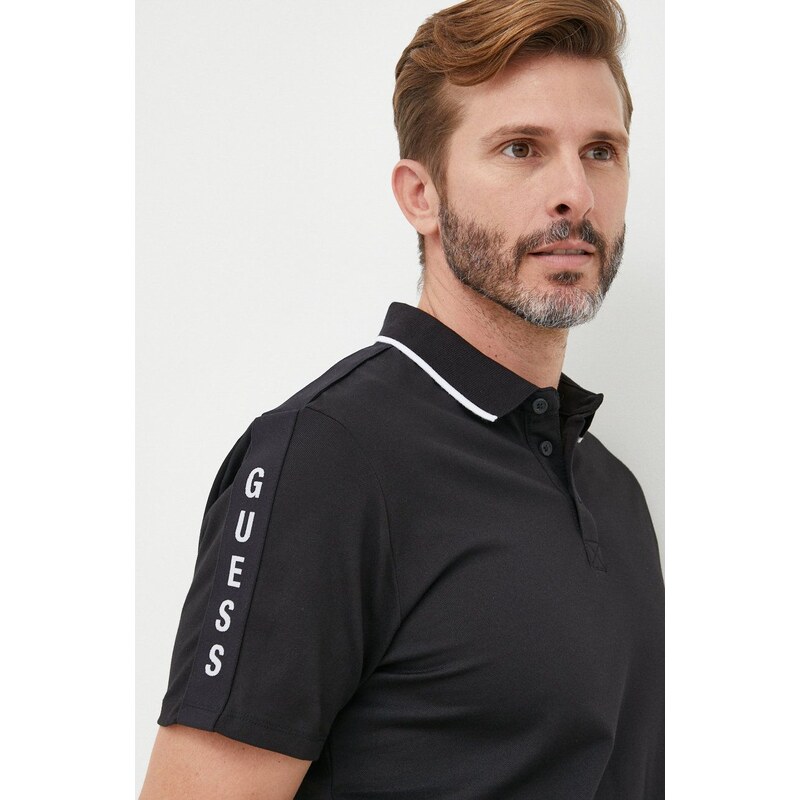 Polo tričko Guess ES SS PAUL černá barva, s aplikací, M2YP25 KARS0