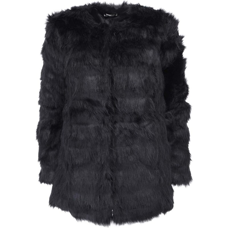 Černý kabátek z umělé kožešiny Lavand