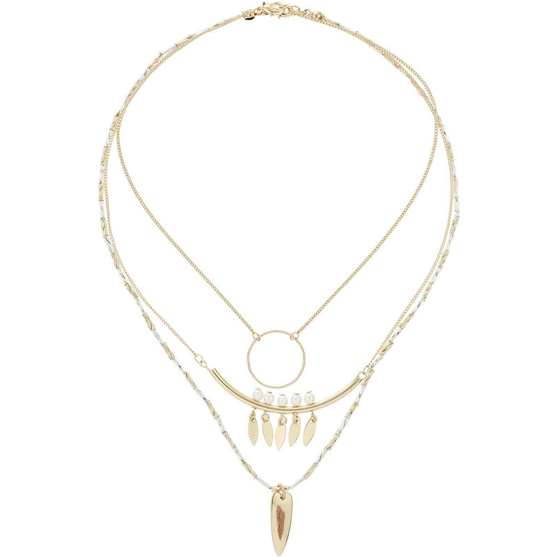 Topshop Pearl And Circle Multi-Row Necklace