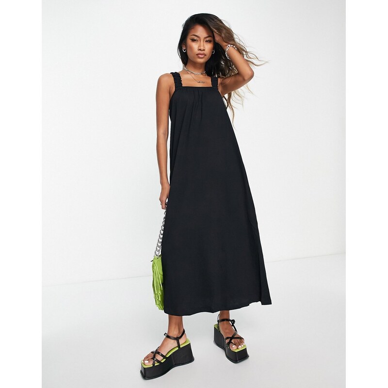 ONLY square neck maxi smock dress in black 89755866