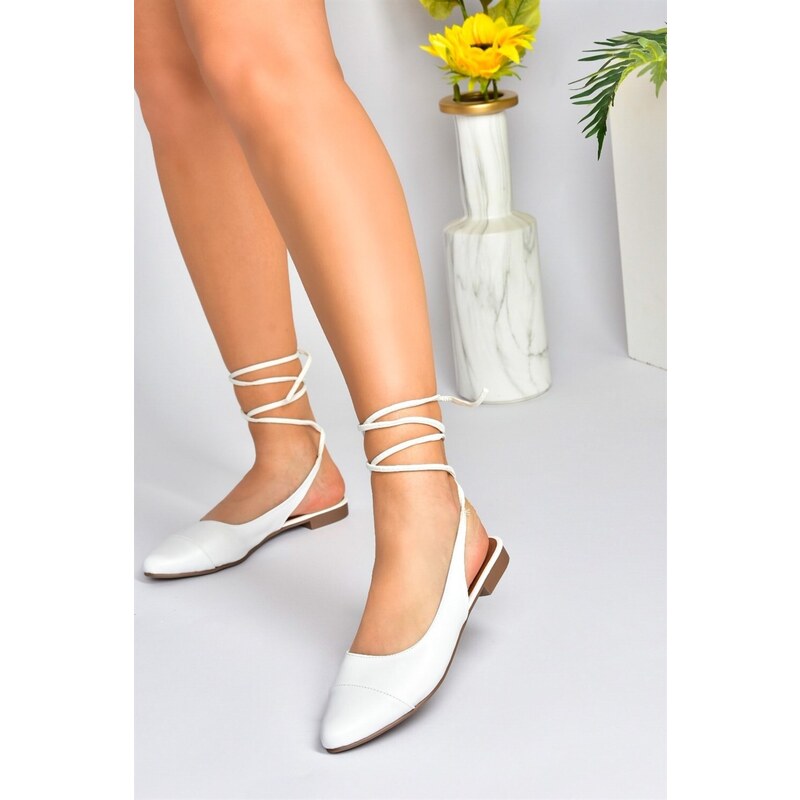 Fox Shoes White Women's Tie Ankle Flats shoes