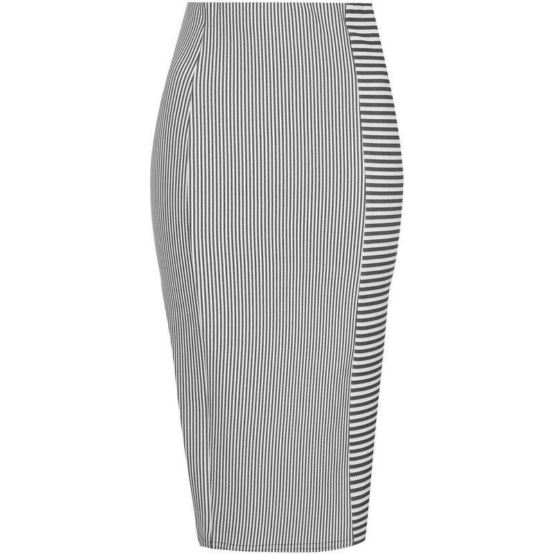 Topshop **Stripe Panel Midi Bodycon Skirt by Rare