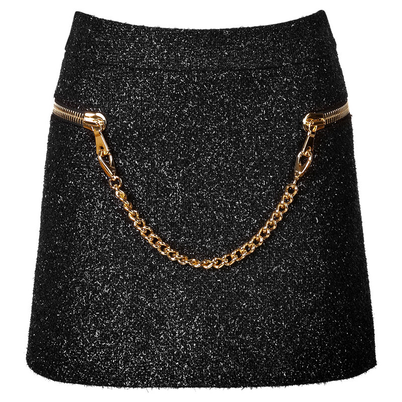 Moschino Boucle Skirt with Chainlink Trim