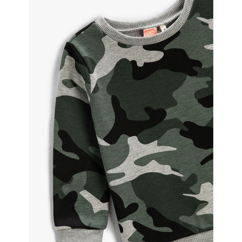 Koton Long Sleeve Sweatshirt with Printed Crew Neck