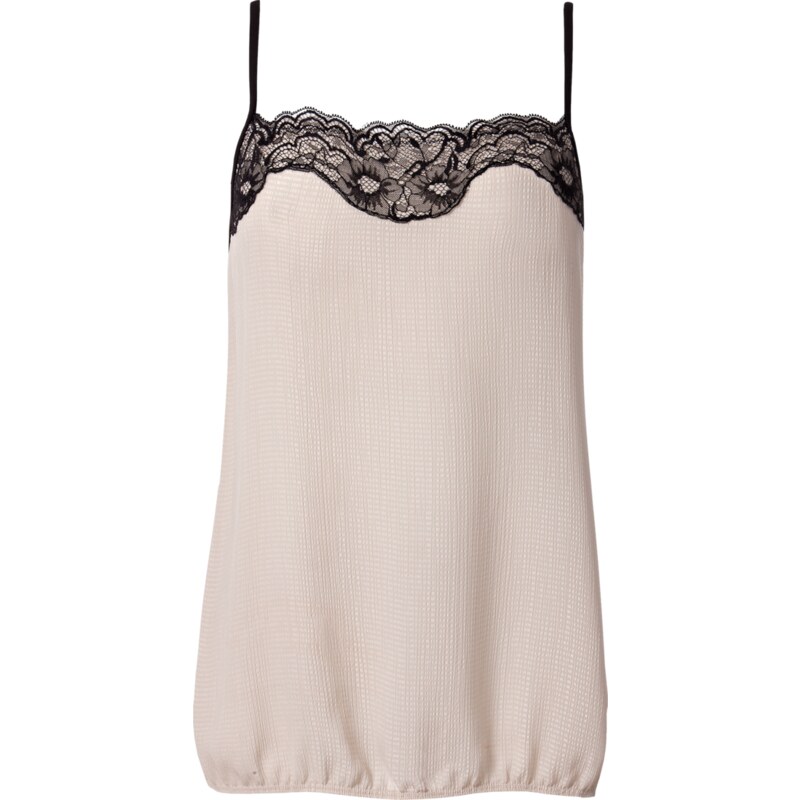 Intimissimi Lace-Insert-Neck Embossed-Georgette Top