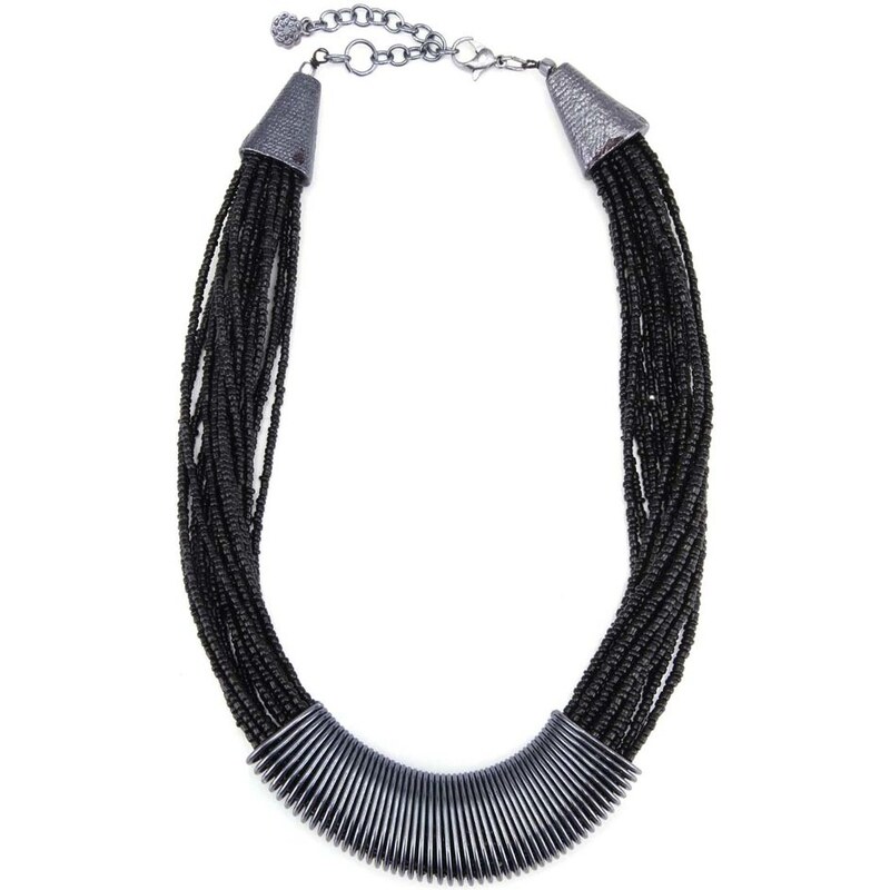 Černý korálkový náhrdelník s pružinkou Pieces Jydiah
