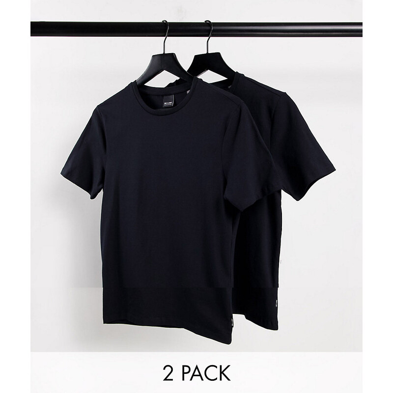 ONLY & SONS 2 pack crew neck t-shirts in black