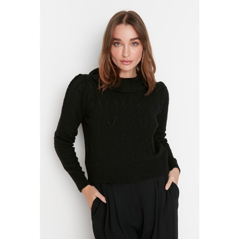 Trendyol Black Collar Detailed Knitwear Sweater