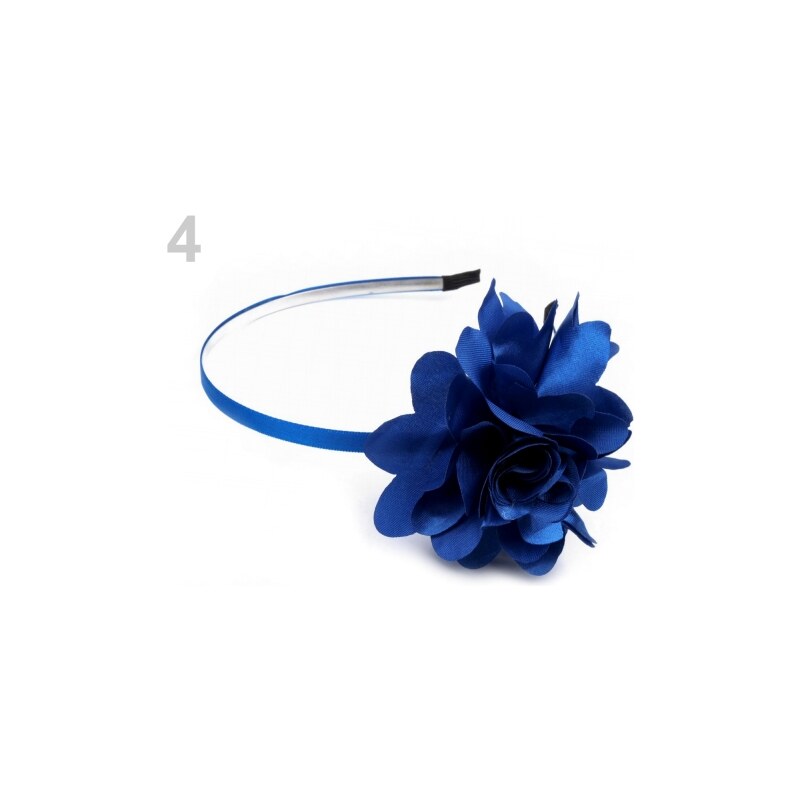 Stoklasa Kovová čelenka s květem Ø5 cm modrá královská