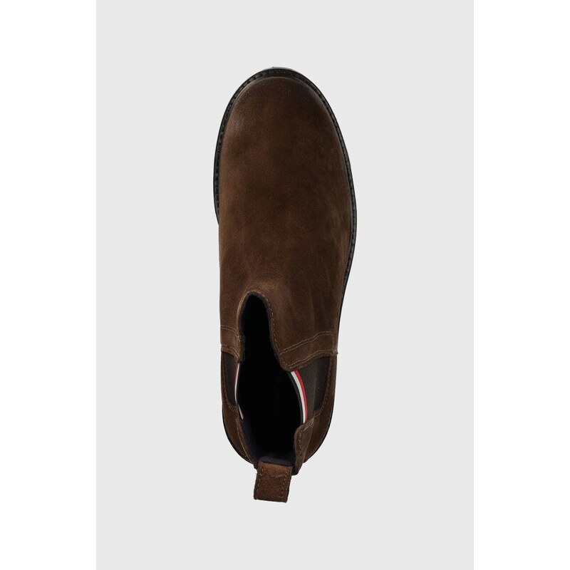 Semišové kotníkové boty Tommy Hilfiger pánské, hnědá barva