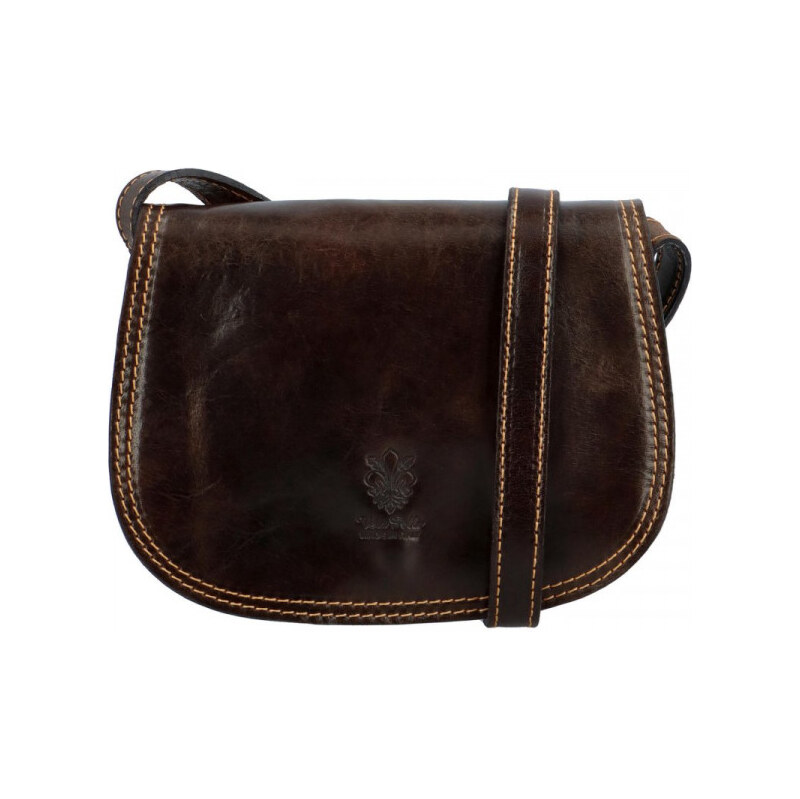 Delami Vera Pelle Dámská kožená crossbody tmavě hnědá - Delami