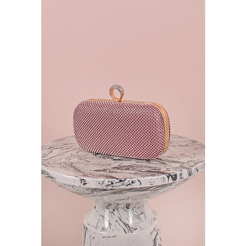 Paris Style Zlato-růžová společenská clutch kabelka Rosa