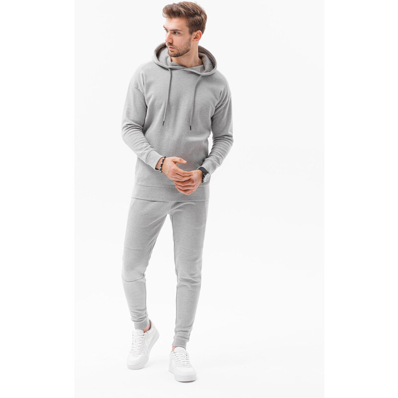 Ombre Clothing Pánský set mikina + kalhoty - žíhaná šedá Z49