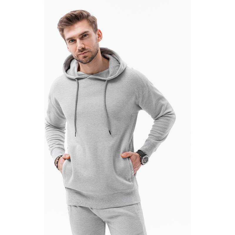 Ombre Clothing Pánský set mikina + kalhoty - žíhaná šedá Z49