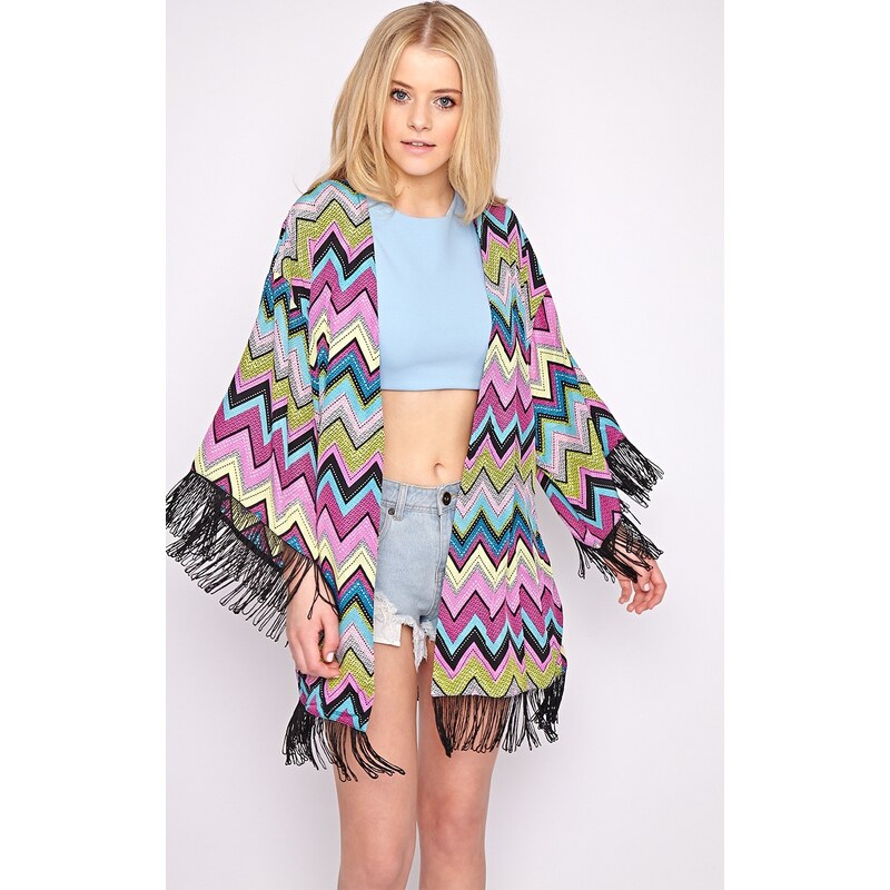 PRETTYLITTLETHING Stylové kimono v zig zag provedení