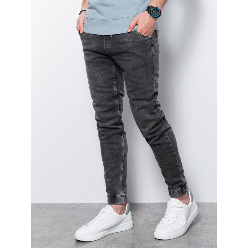 Ombre Clothing Pánské džínové kalhoty jogger - šedé P907
