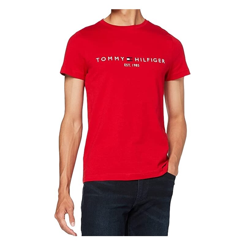 Pánské červené triko Tommy Hilfiger- slim fit