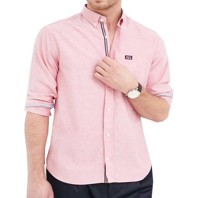 Pánská světle růžová košile s dlouhým rukávem GANT