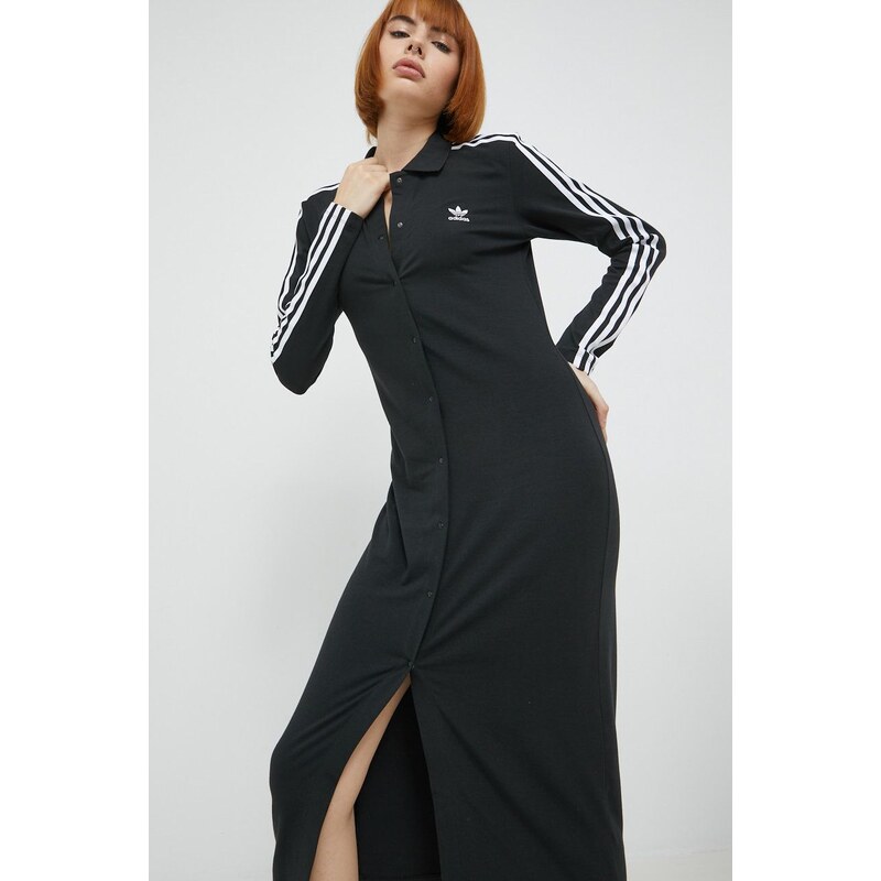 Šaty adidas Originals černá barva, midi