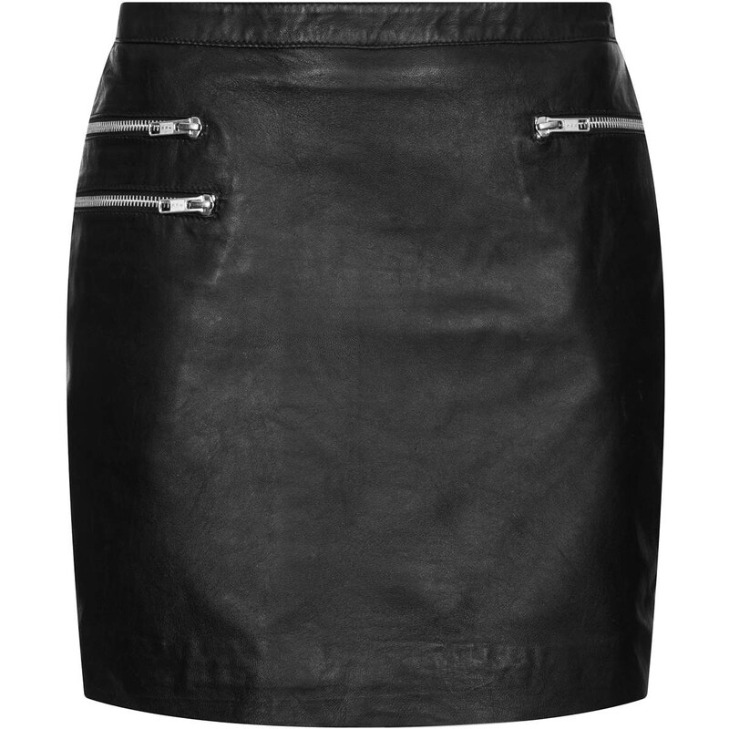 Topshop Leather Biker Mini Skirt