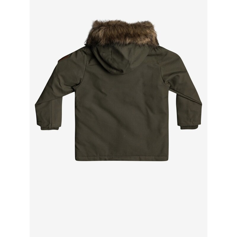 Khaki klučičí parka s kapucí a umělým kožíškem Quiksilver Storm Dr - Kluci