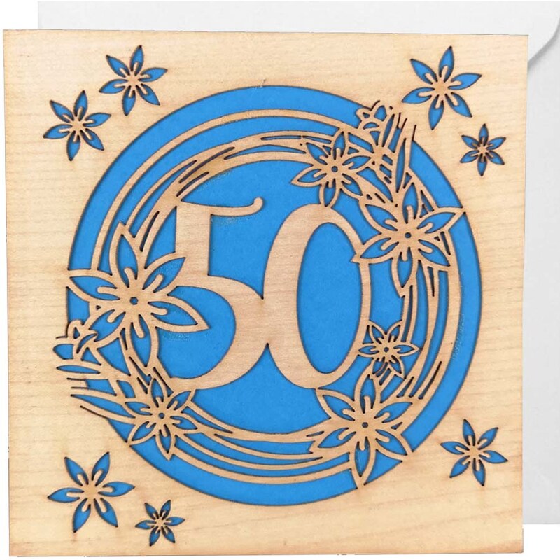 AMADEA Dřevěné přáníčko narozeninové modré 15 cm bez textu, český výrobek