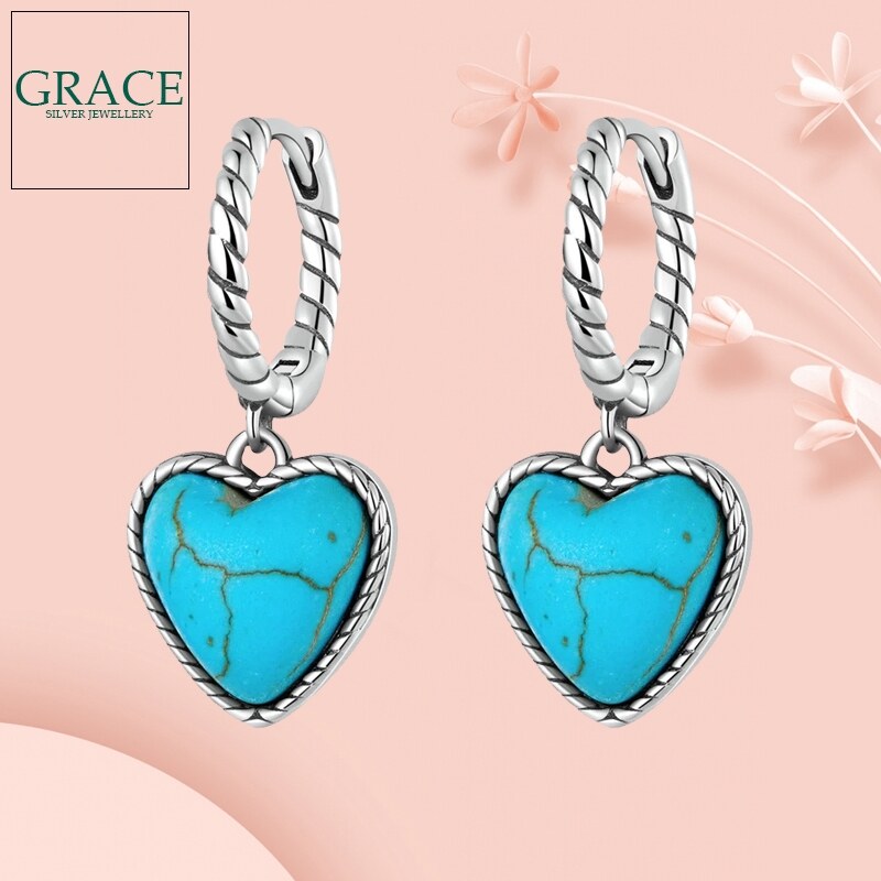 GRACE Silver Jewellery Stříbrné náušnice s tyrkysovým magnezitem Bella, stříbro 925/1000