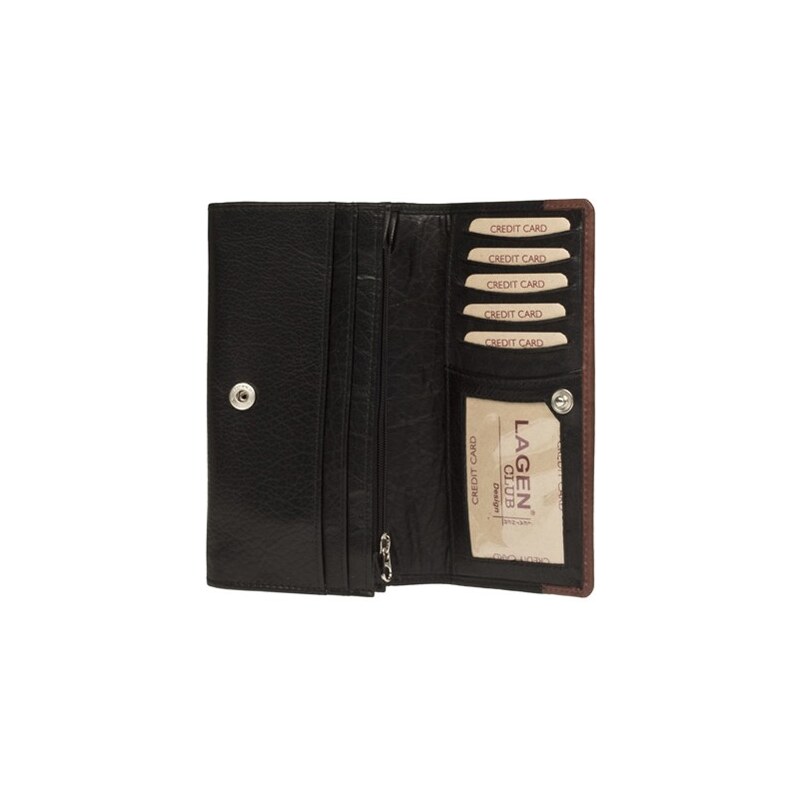 Dámská kožená peněženka Lagen Veronica - černo-hnědá