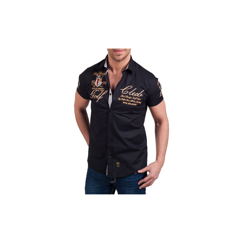 Pánská košile REDBRIDGE - černá slim fit R-41604-B