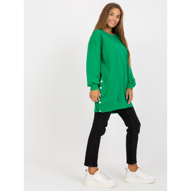 Fashionhunters Zelená basic tunika s dlouhým rukávem RUE PARIS