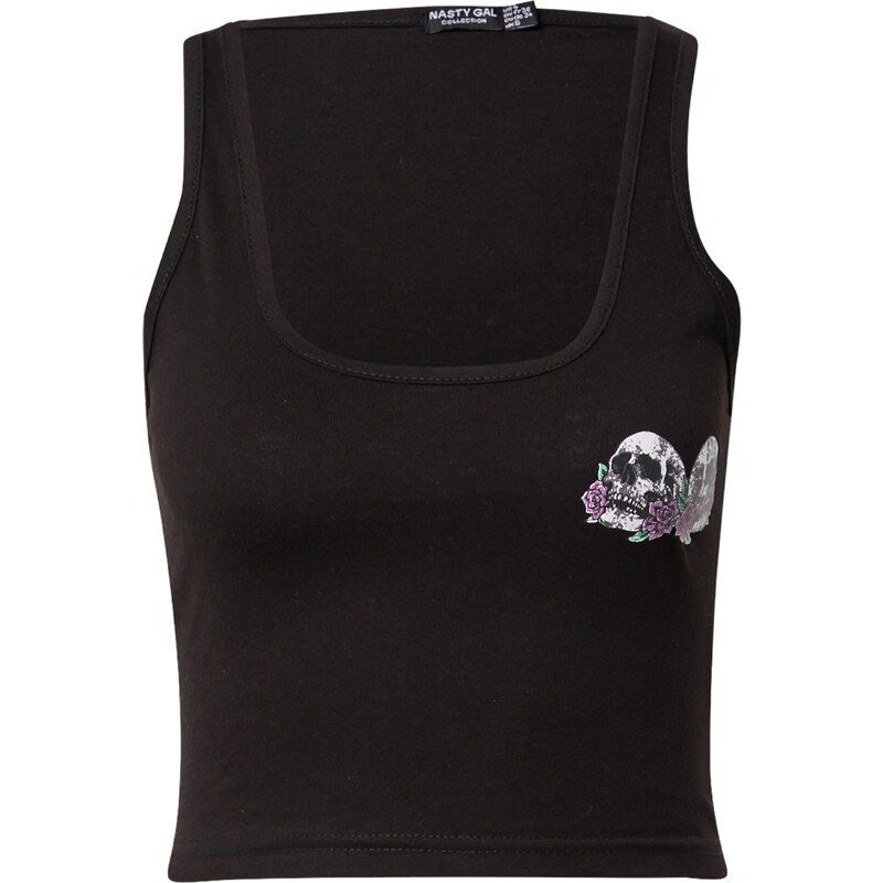Nasty Gal Top zelená / orchidej / černá / bílá